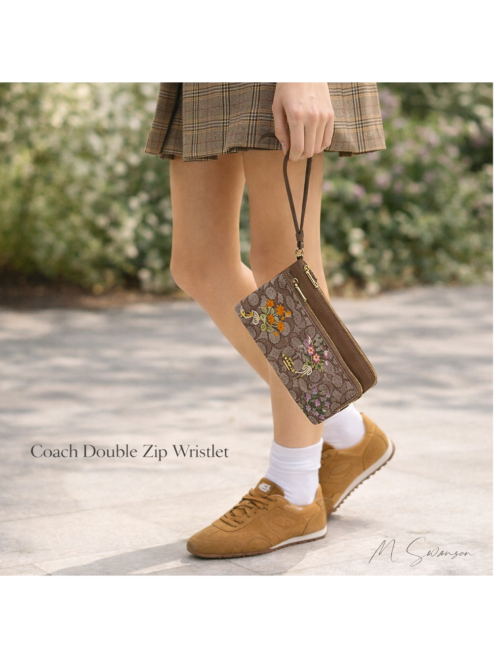 NEW Coach Double Zip Wristlet Floral Embroidered Signature Jacquard CEF63 NWT - Picture 5 of 8